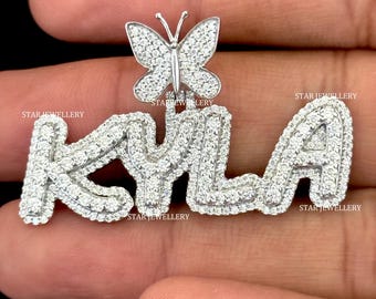 VVS Moissanite Iced Out aangepaste naamhanger: zilveren hiphopsieraden