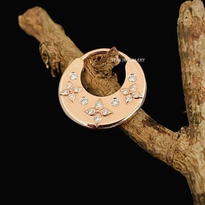 14K Gold Diamond Septum Piercing: Bridal Crescent Clicker
