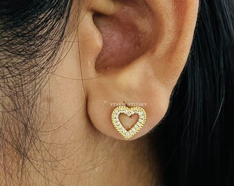 14K Solid Gold Rolex Style Diamond Heart External Threaded