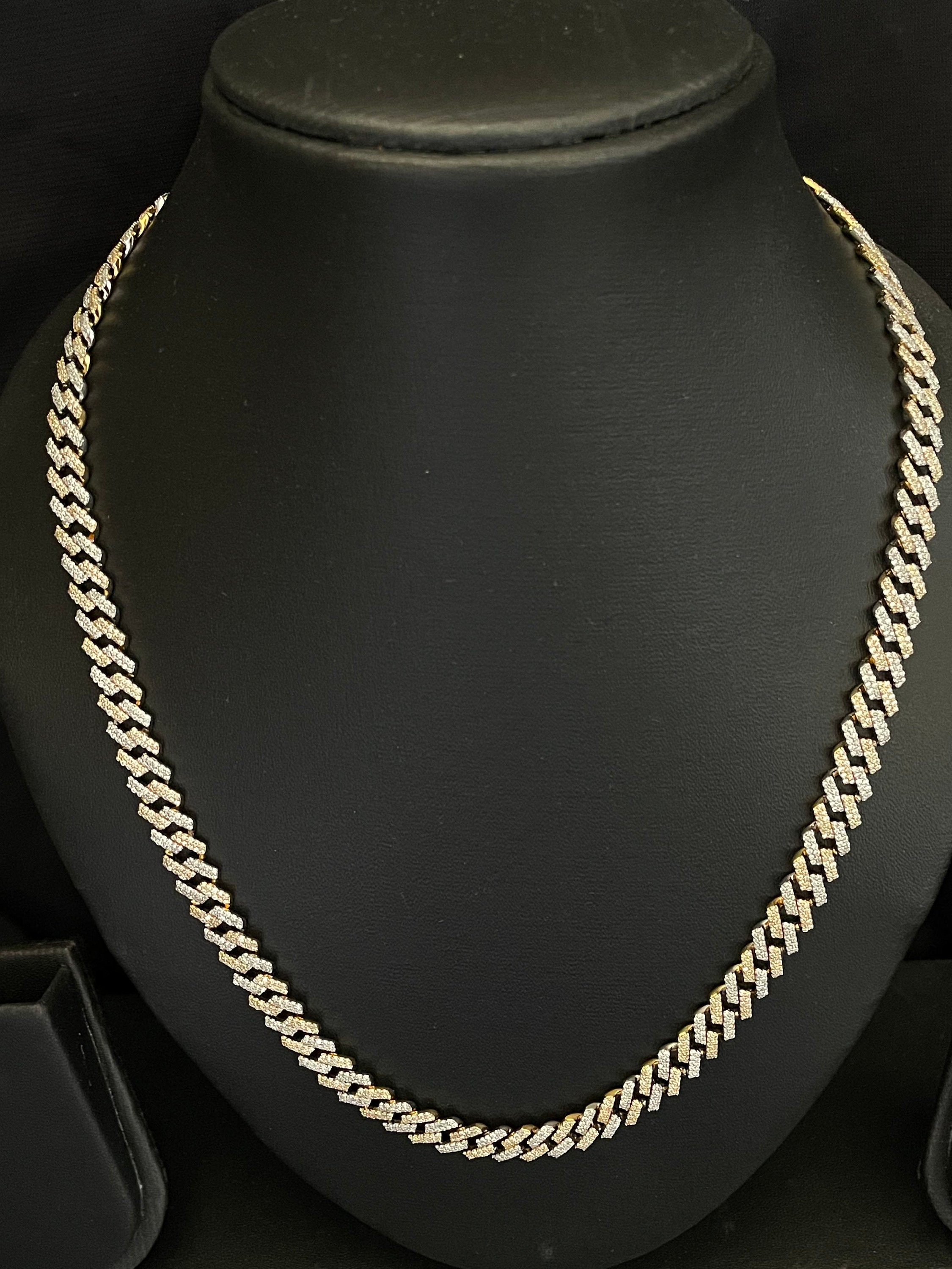 Silver 925 モアサナイト キューバンチェーン ネックレス 8mm 1列 