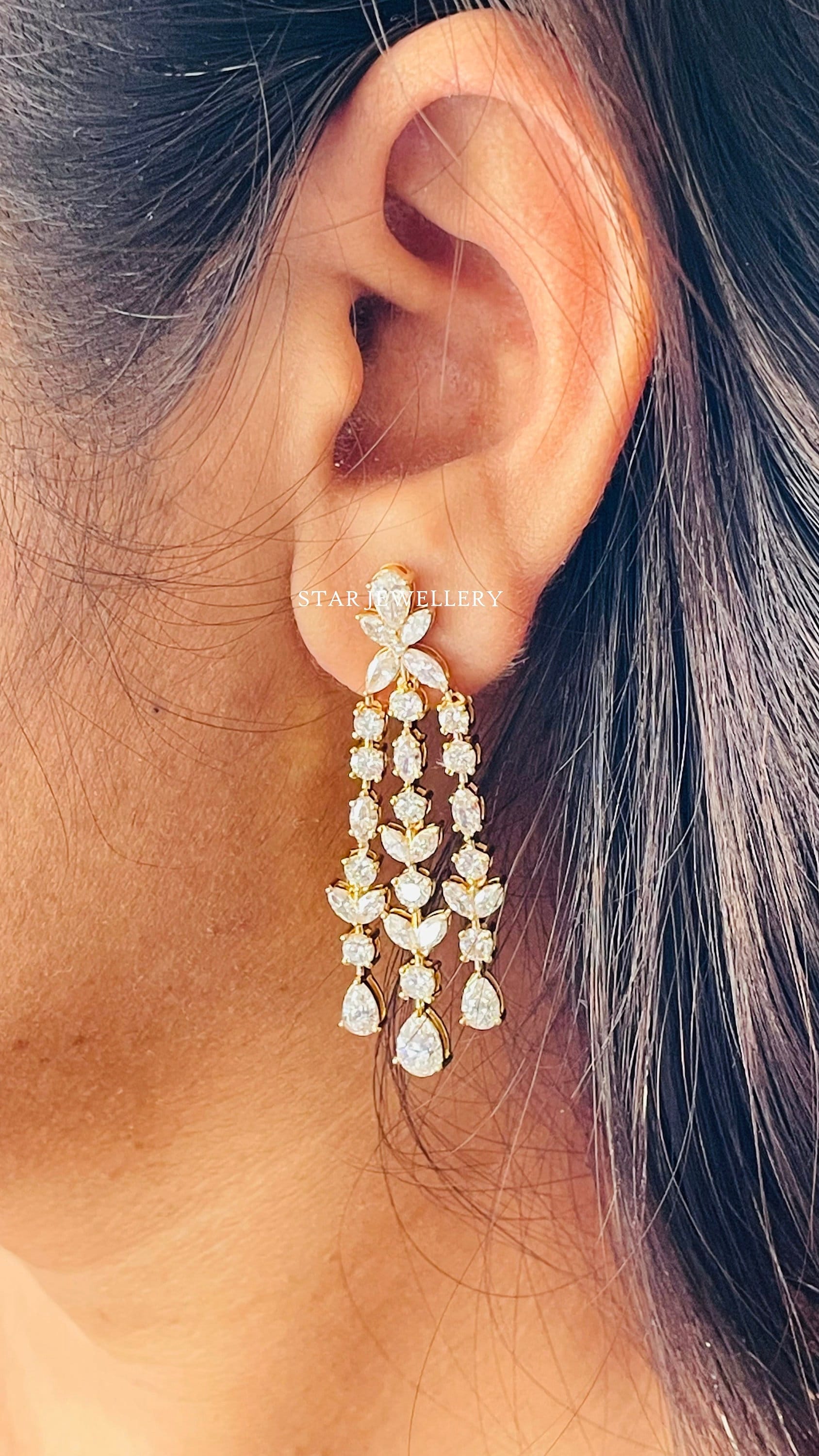 7.50 Ct Diamond Chandelier Earrings, Lab Grown Diamond