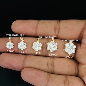 14K Gold CVD Diamond Clover Pendant: Prong Set Cluster