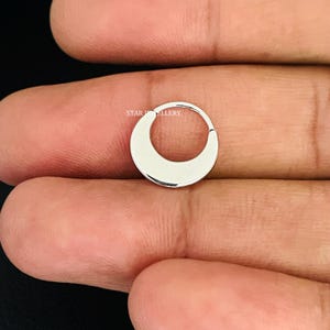 925 Silver Crescent Moon Septum Clicker Piercing, Plain Silver Daily Wear Septum Piercing, Srterling Silver Crescent Delicate Septum Earring