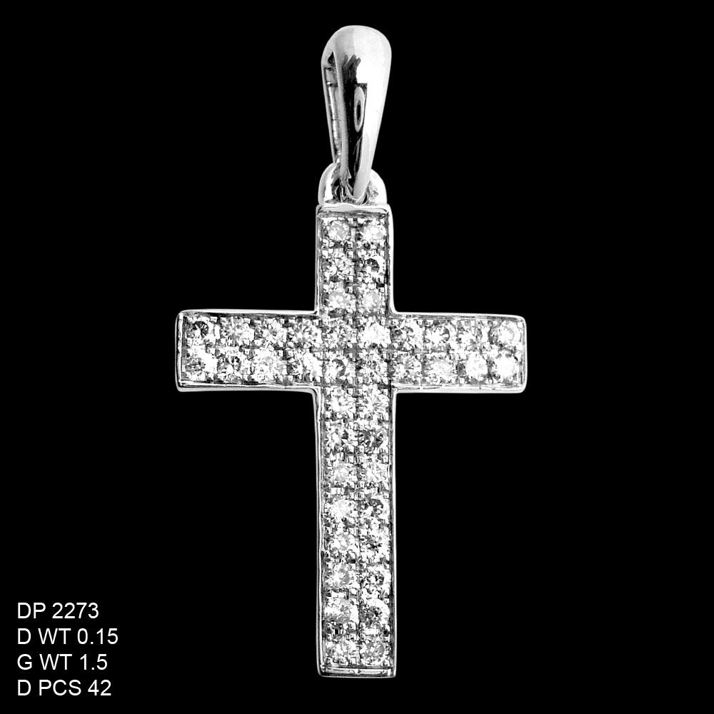 Diamond Cross Necklace / 14k White Gold Diamond Cross / Tiny Etsy