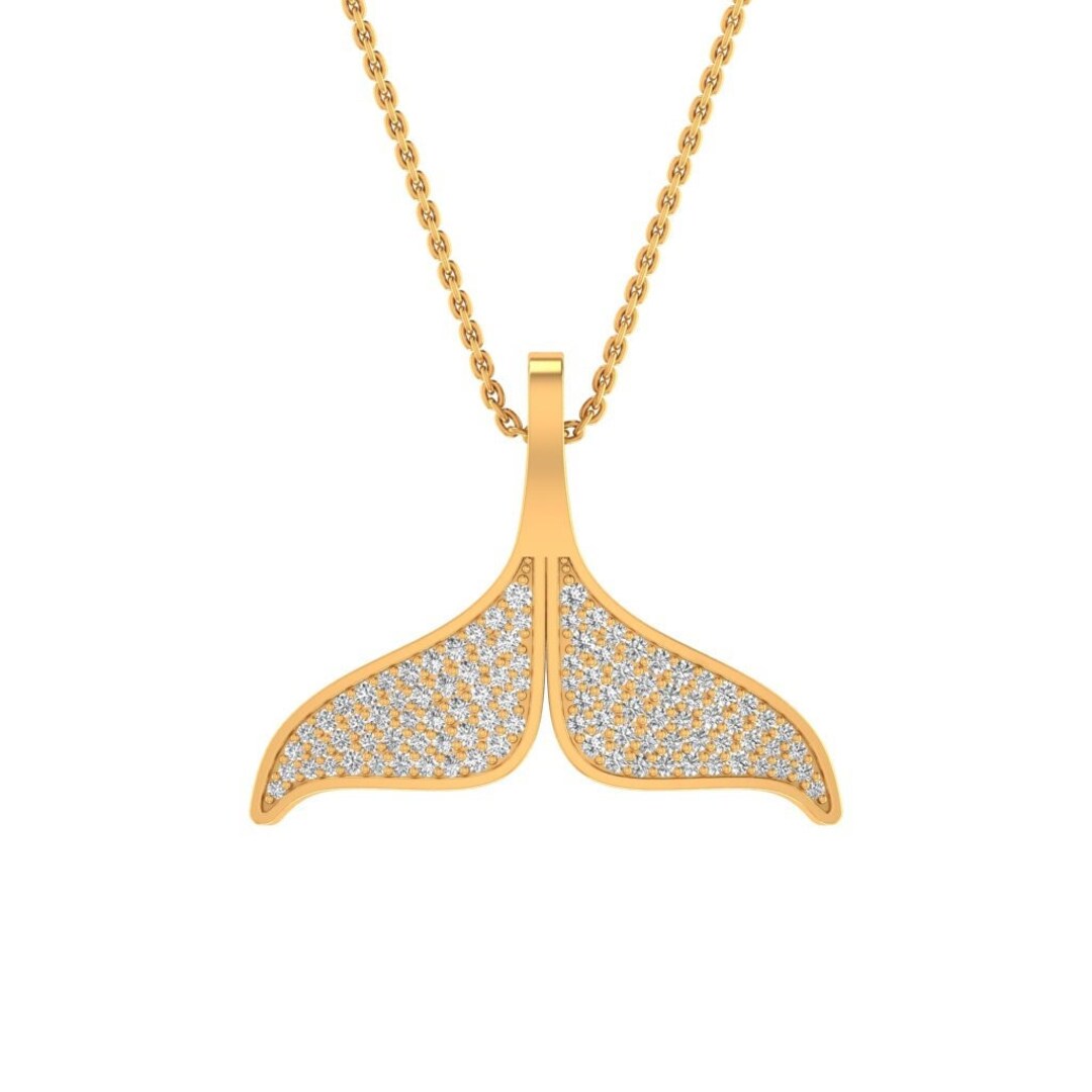 Natural Diamond Whale Tail Diamond Pendant for Man Unisex Etsy