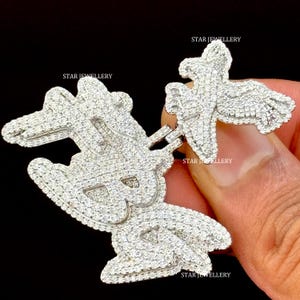 Colgante de letra personalizada VVS Moissanite con circonita cúbica y fianza de águila, colgante de letra personalizada con nombre VVS Moissanite, colgante de moissanite VVS para él