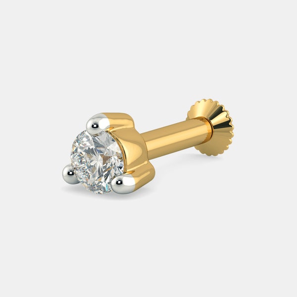 3 Prong Set Nostril Tragus, Lapiz Stud. 14K Gold Lapis Lazuli Nose/Ear Stud. Piercing Nostril Jewelry. Ear, Cartilage, Helix, Tragus, Conch