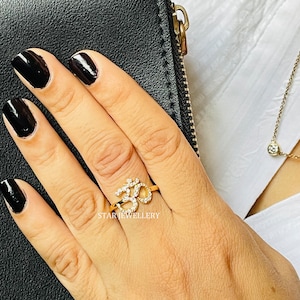 14K Gold Natural Diamond OM Ring: Yoga Jewelry