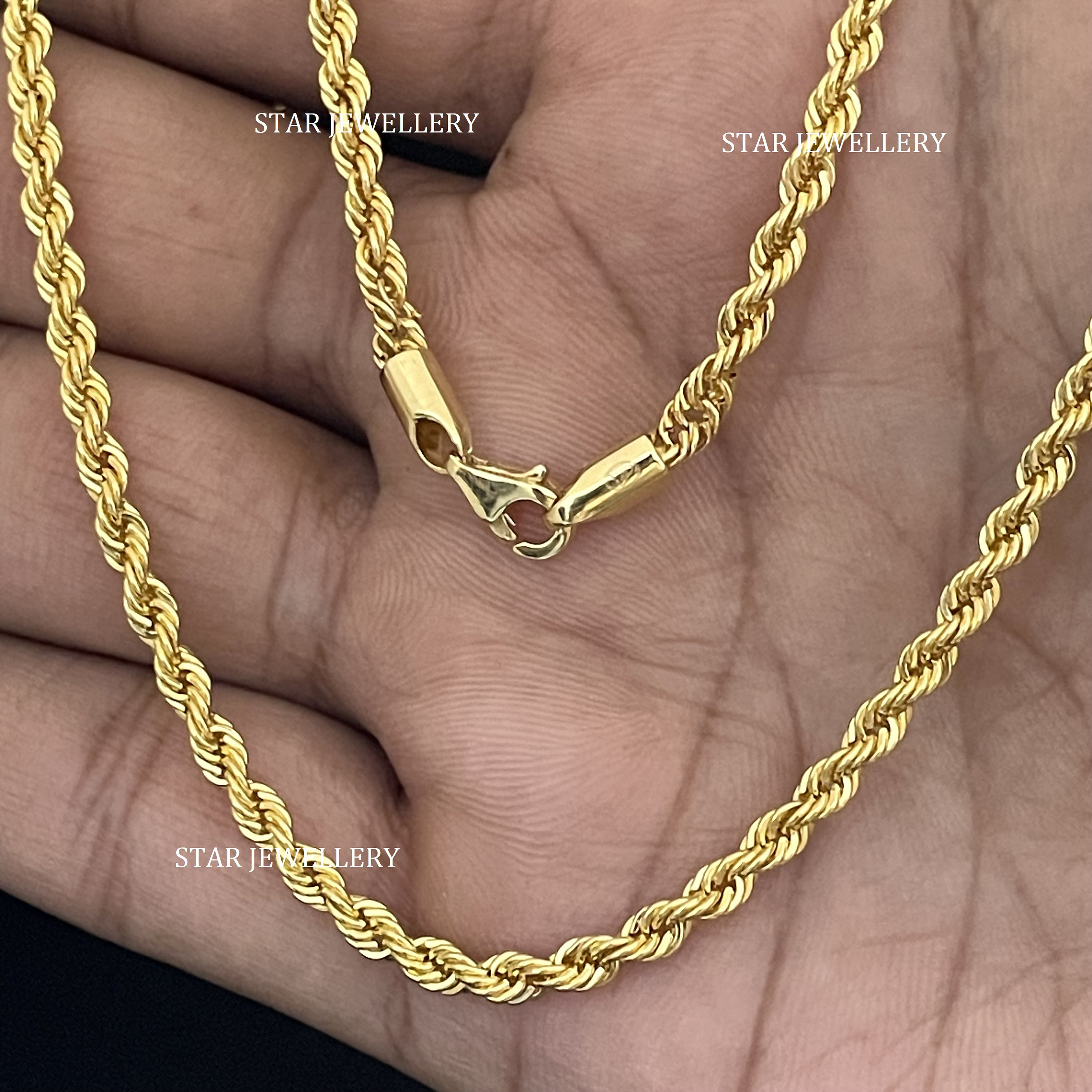 Gold Rope Chain for Pendants, 18K Gold Rope Chain for Men