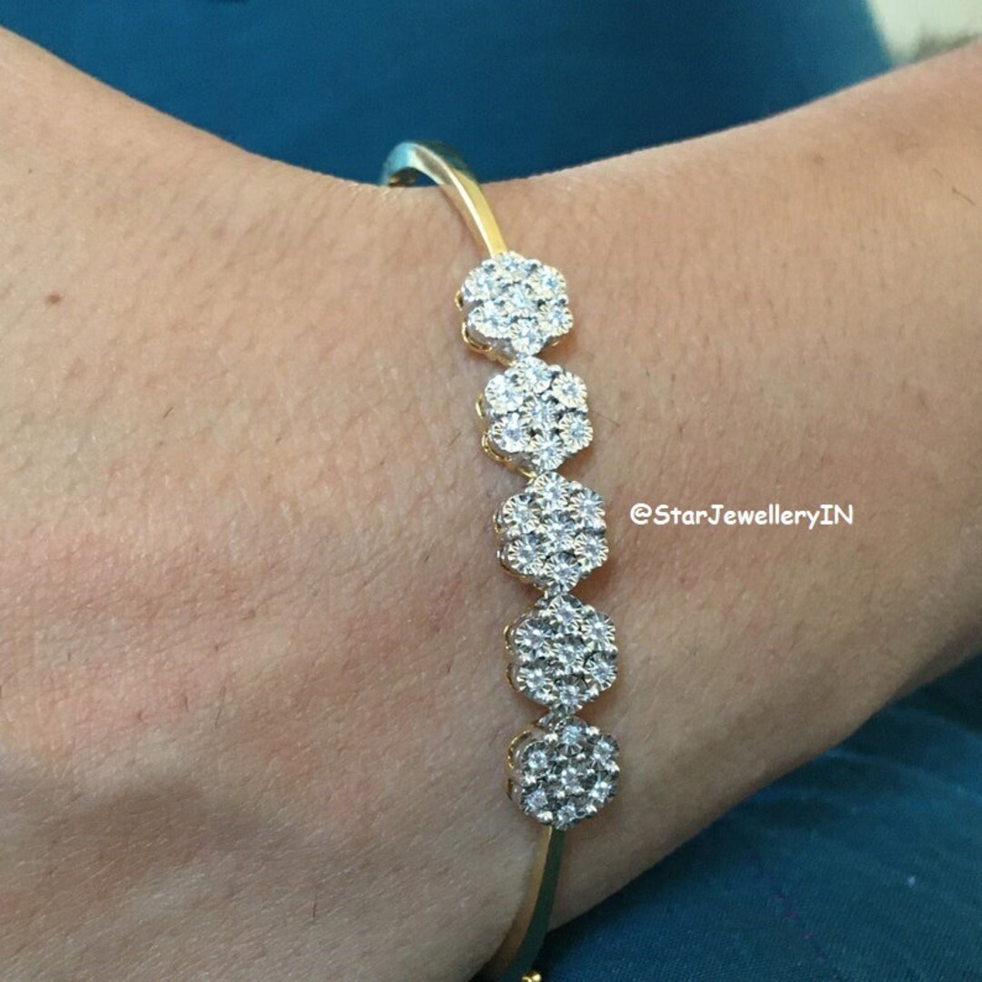 Diamond Floral Bracelet Diamond Cluster Bracelet for Woman Etsy