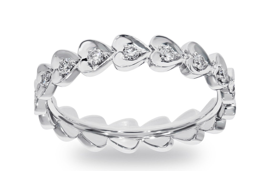 Unique Diamond Eternity Ring / Full Eternity Heart Ring / 14k Etsy UK