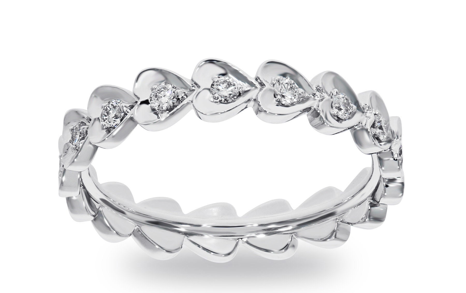 Unique Diamond Eternity Ring / Full Eternity Heart Ring / 14k Etsy UK