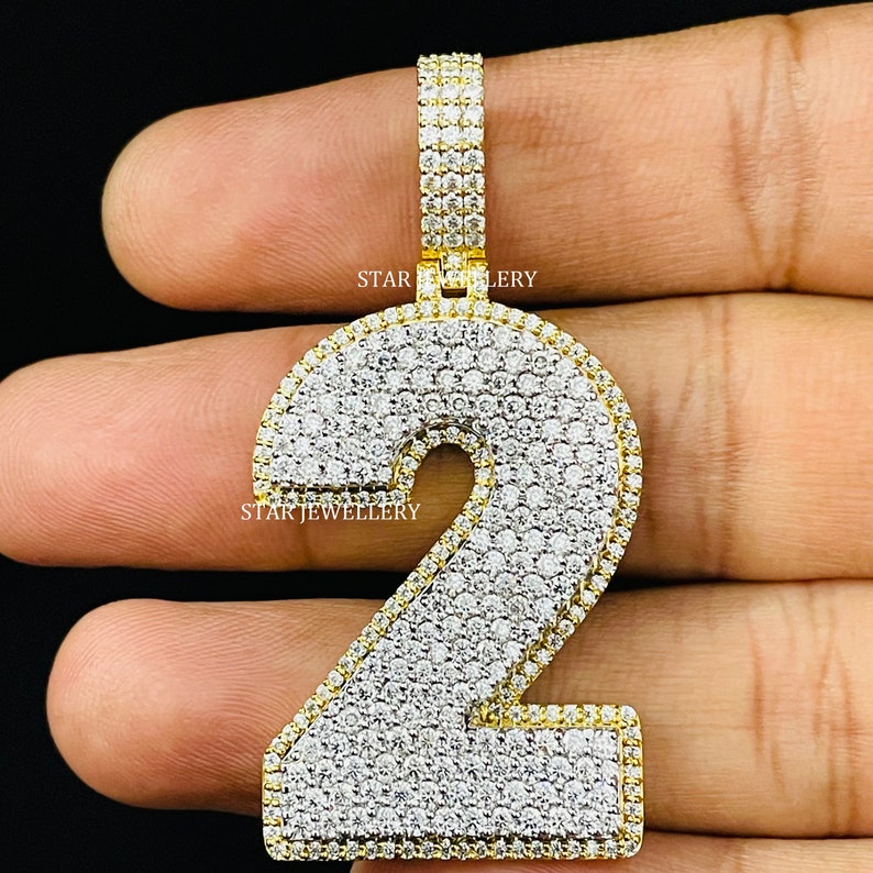 Rapper Pendant Numbers Moissanite Number Pendant: Custom Hip Hop Sterling Silver Birthday Gift ...