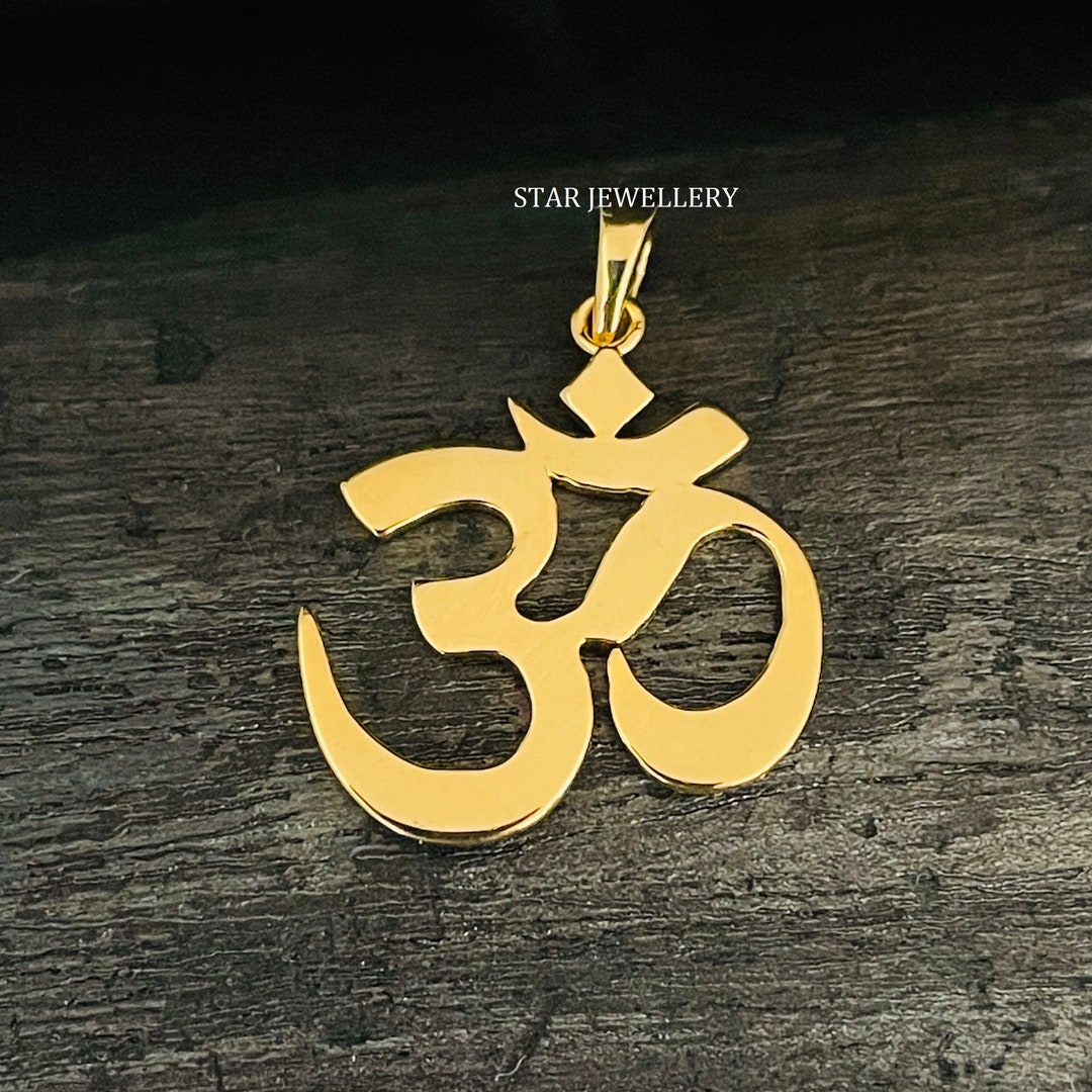 Solid Gold OM Pendant With 14K & 10K Gold, Solid Gold Ohm Yoga Pendant