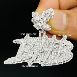 Custom Letter Name VVS Moissanite Pendant, VVS Moissanite Pendant with Custom Bail, VVS Moissanite Custom Letter Pendant with Eagle Bail