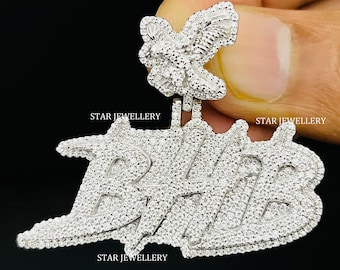Custom Moissanite Pendant, Any Letters Silver VVS Moissanite Chain, Custom Icedout Pendant, Pass Diamond Tester