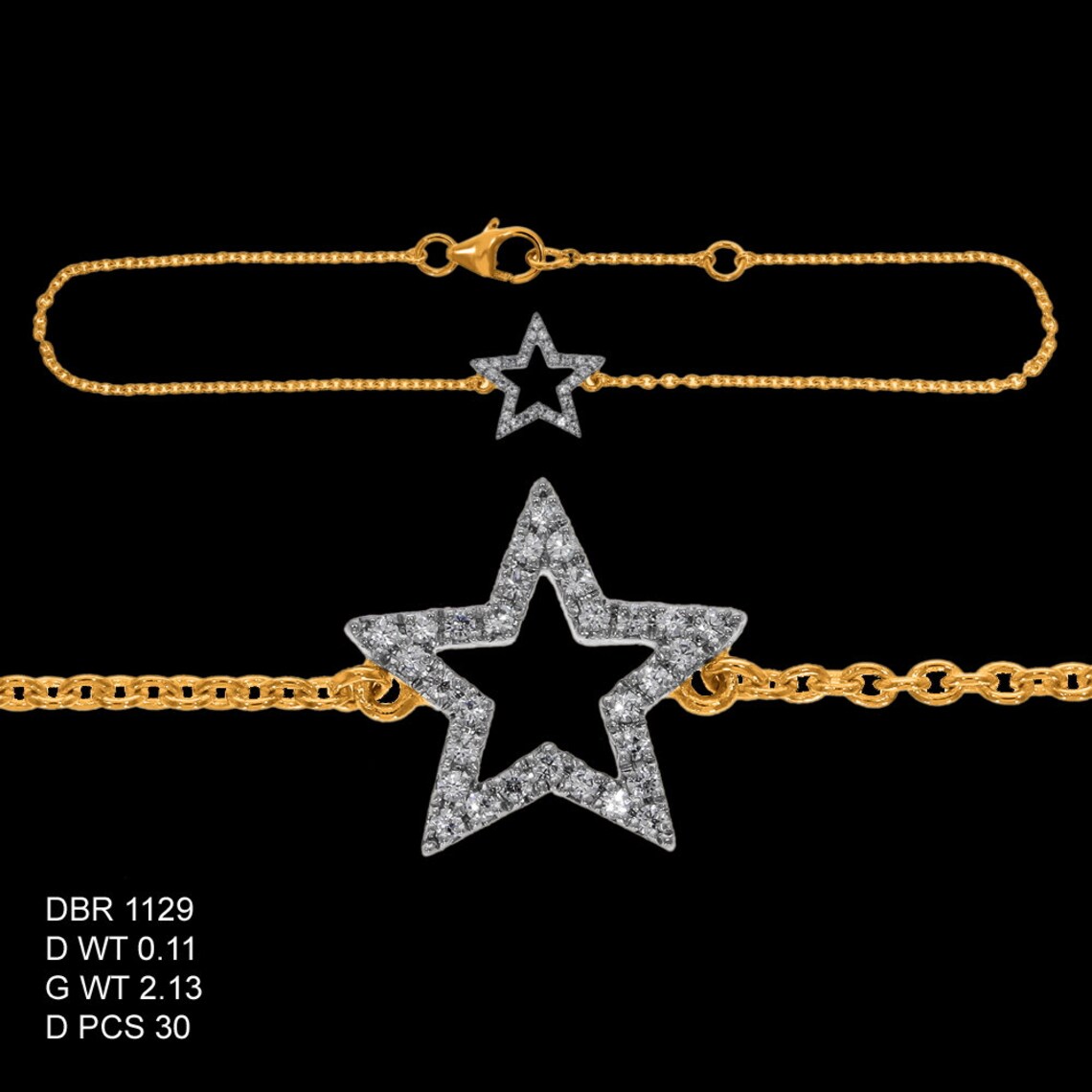 STAR Charm Bracelet Diamond Charm Bracelet in 14 k Gold Etsy