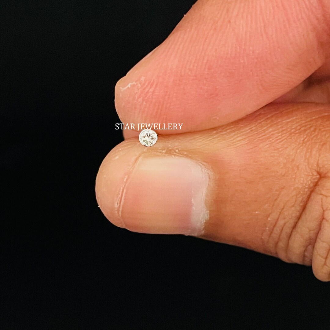 Invisible Set Diamond Threaded Stud Earring, 14K Solid Gold Invisible