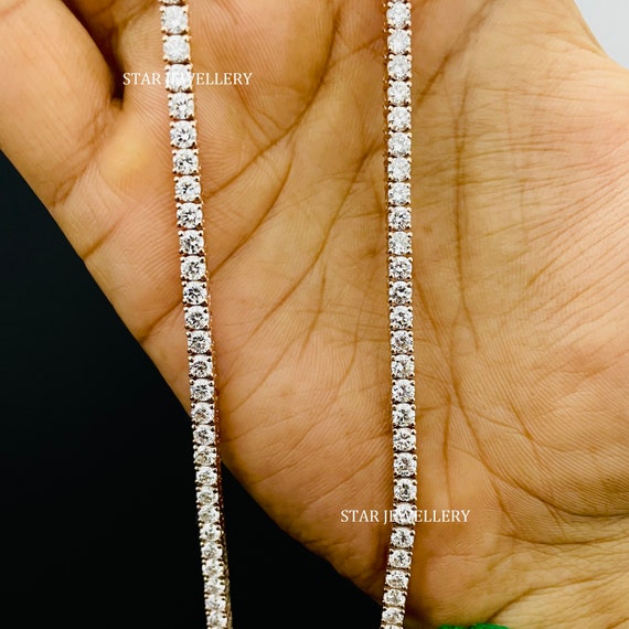 3 mm VVS モアッサナイト テニスチェーン：925 スターリングシルバー