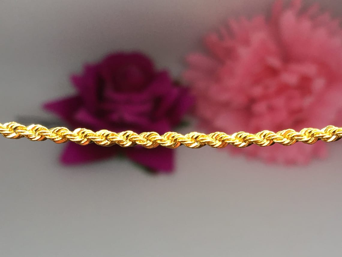 18K Gold Rope Chain Genuine 18K Gold Link Rope Chain 18K Etsy
