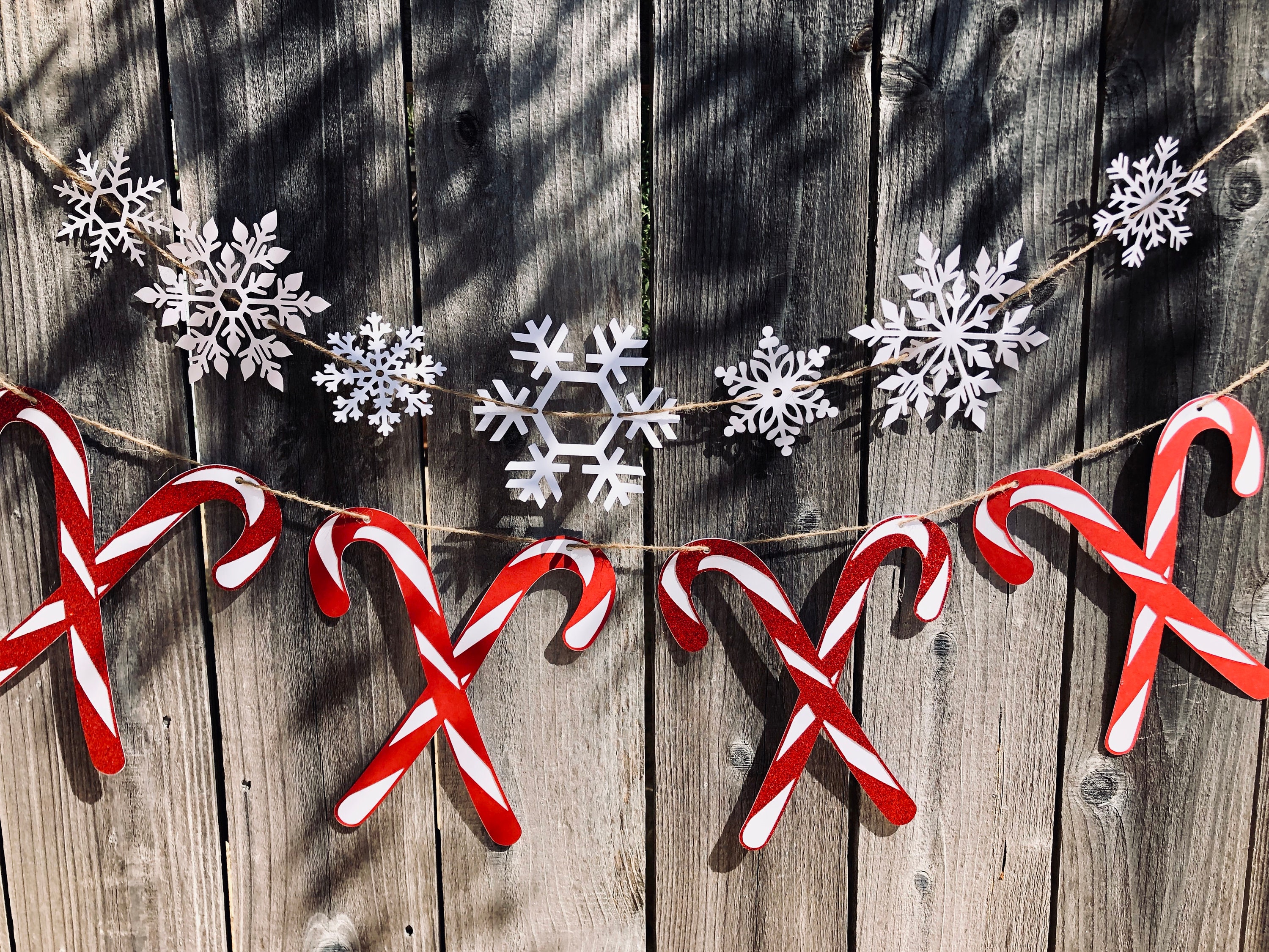 Candy Cane Banner Candy Cane Garland Paper Snowflakes Etsy