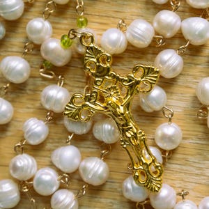 Elegant Pearl Gold Catholic Rosary