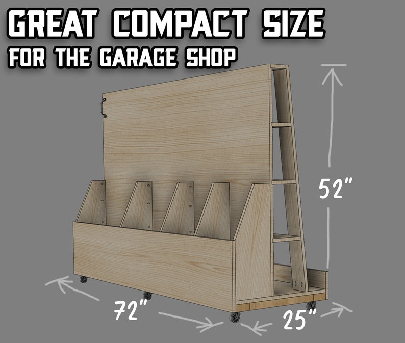 Compact Wood Storage Cart Plans Digital Download 画像 2