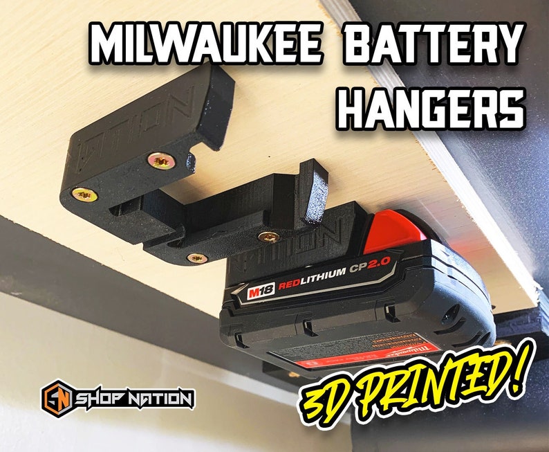 Milwaukee M18 Battery Hangers 3D Printed image 1