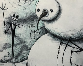 Jack Skellington and The Abominable Snowman Digital Print.