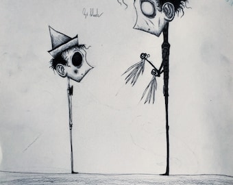 Pinocho conoce a Edward Scissorhands Digital Print.