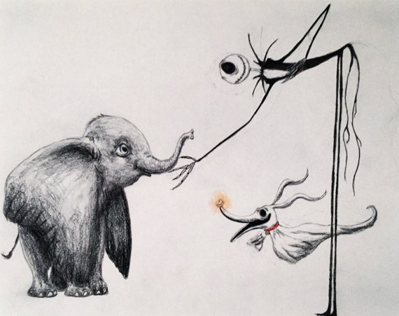 Dumbo Trifft Jack Skellington Digitaldruck Etsy
