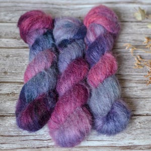 Hand-Dyed Suri Silk Yarn | Baby Suri Alpaca & Mulberry Silk | Lace Weight 300m/50g | Soft Fluffy Yarn for Knitting | MIND THE VAMPIRE