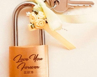 Custom Personalized Padlock, Engraved Padlock, Love Lock, Couples Gift, Wedding Padlock, Engagement gift, Lock and key, Engraved lock.