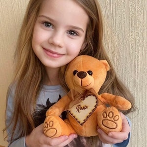 Teddy Bear Personalized Plush Soft Toy, Toys Bears, Valentines Day gift for him her, Stuffed animals and plushies.