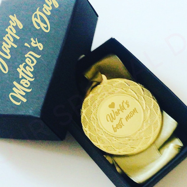 Médaille d’or gravée dans la boîte, cadeau de la fête des mères merci professeur anniversaire anniversaire cadeau d’entreprise personnalisé pour lui.