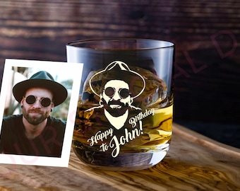 Vaso de whisky personalizado con foto, vaso de whisky grabado, regalo para padrinos de boda
