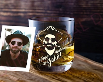 Personalized Photo whiskey glasses, Etched Rocks Glasses, Groomsmen gifts Gift for him, personalized whiskey glasses Christmas gift men.