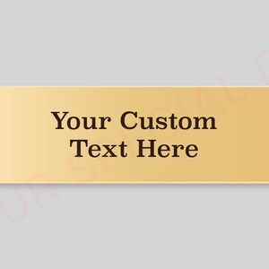 Personalized Laser Engraved Gold Brass Plaque, Custom Name Plate (3” x 1”)