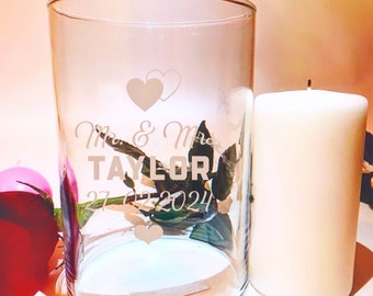 Personalized Engraved Glass Vase, Wedding Anniversary Gift