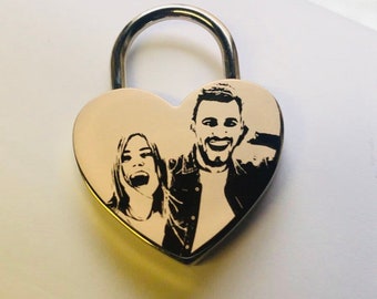 Custom Personalized Photo Padlock, Engraved Padlock, Love Lock, Couples Gift, Wedding Padlock, Engagement gift, Cute Gift