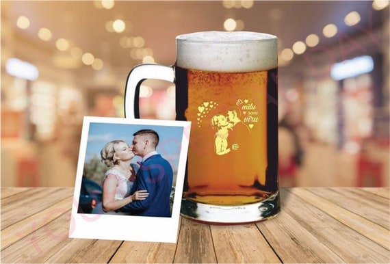 Wanapix Chope à Bière Personnalisable 500 Ml - Verre Gravé Avec Nom, Modèle Black Beer