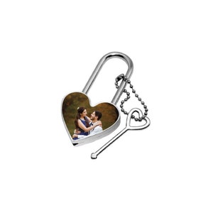 Cadeado personalizado de casamento, cadeado com foto colorida, cadeado de amor, presente para casais, cadeado de casamento, cadeado de coração, cadeados de coração, cadeado e chave