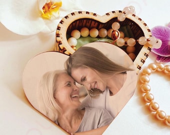 Personalized photo wooden jewelry box, Mothers day gift Personalized gifts, Mothers day gift from daughter personalized gifts for mom.