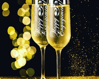 Gegraveerde aangepaste bruiloftsfluiten, gepersonaliseerde bruiloftchampagneglazen, bruid- en bruidegomglazen, kerstcadeau, gegraveerde roosters.