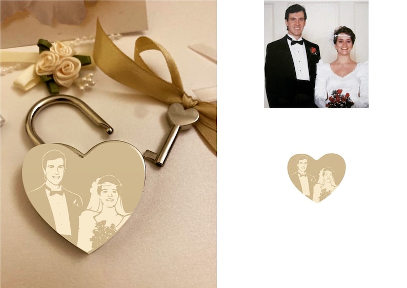 Custom Personalized Photo Padlock, Engraved Padlock, Love Lock, Couples Gift, Wedding Padlock, Engagement gift, Valentines Day gift. image 8