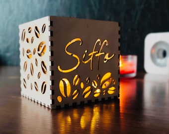 Personalized Wooden Lantern Candle Holder Tea Light Holder Laser cut Birthday Housewarming Gift, Outdoor candle holder.