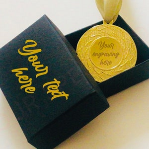 Custom medal in Personalized gift box , Personalized medals, custom medals, Trophy, Sports trophy, Sports gifts, laser engraved medals.