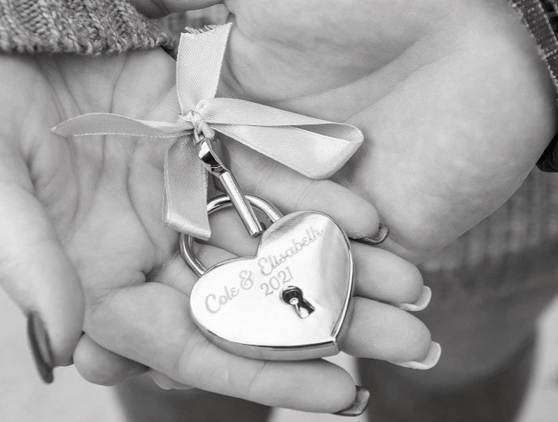 Custom Personalized Padlock, Engraved Padlock, Love Lock, Couples Gift, Wedding Padlock, Engagement gift, Lock and key, Engraved lock. image 2