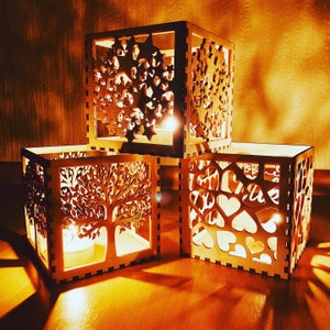 Candelabro de madera personalizado con forma de linterna, porta velas de té, cortado con láser, regalo de inauguración de la casa para cumpleaños, candelabro para exteriores.