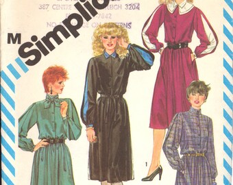 Simplicity 6115 Long Sleeve Dress with Front Button Closing, Contrast Variations, Sewing Pattern Size 12-16